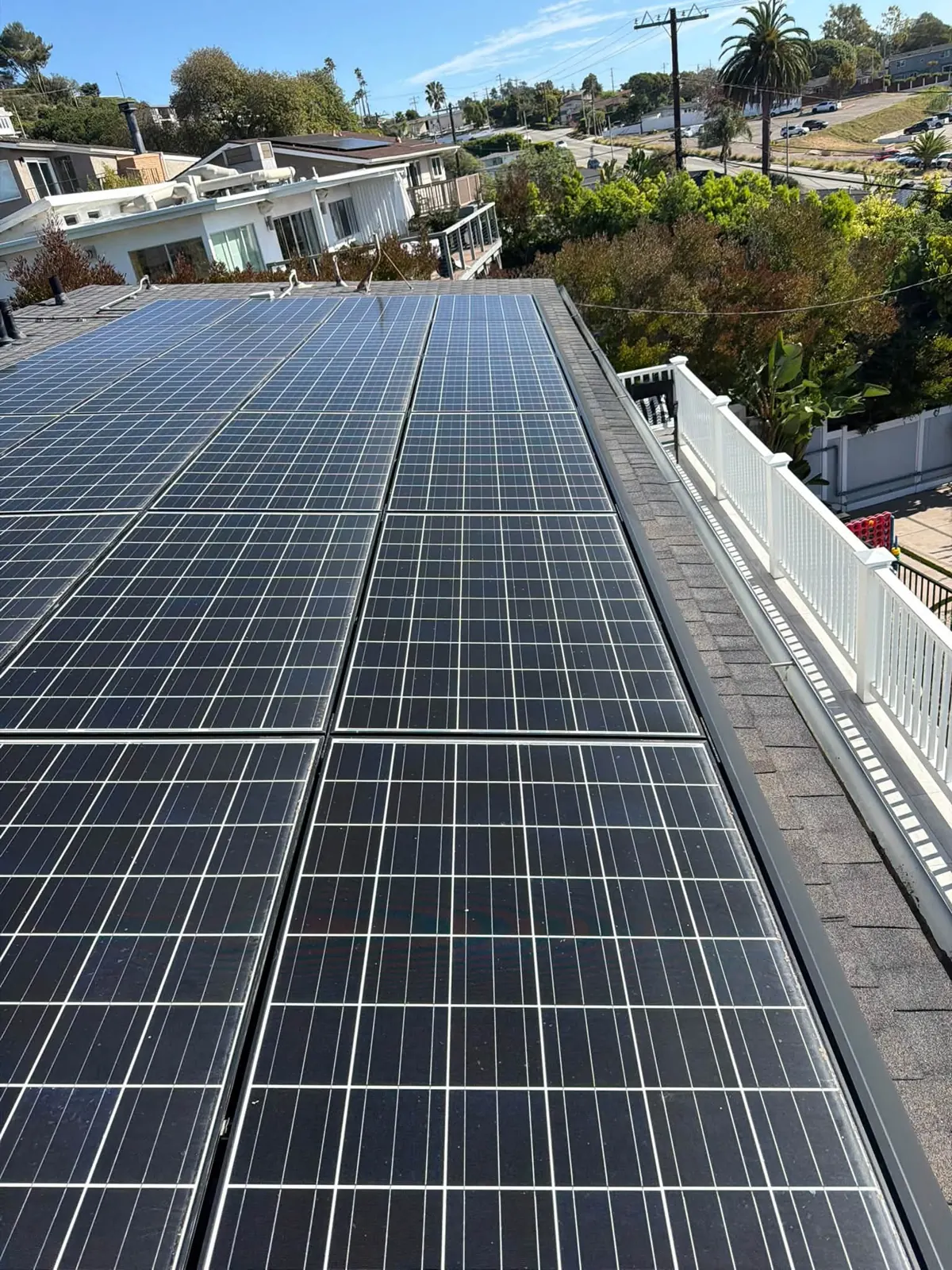 Rows of solar panels on a roof
