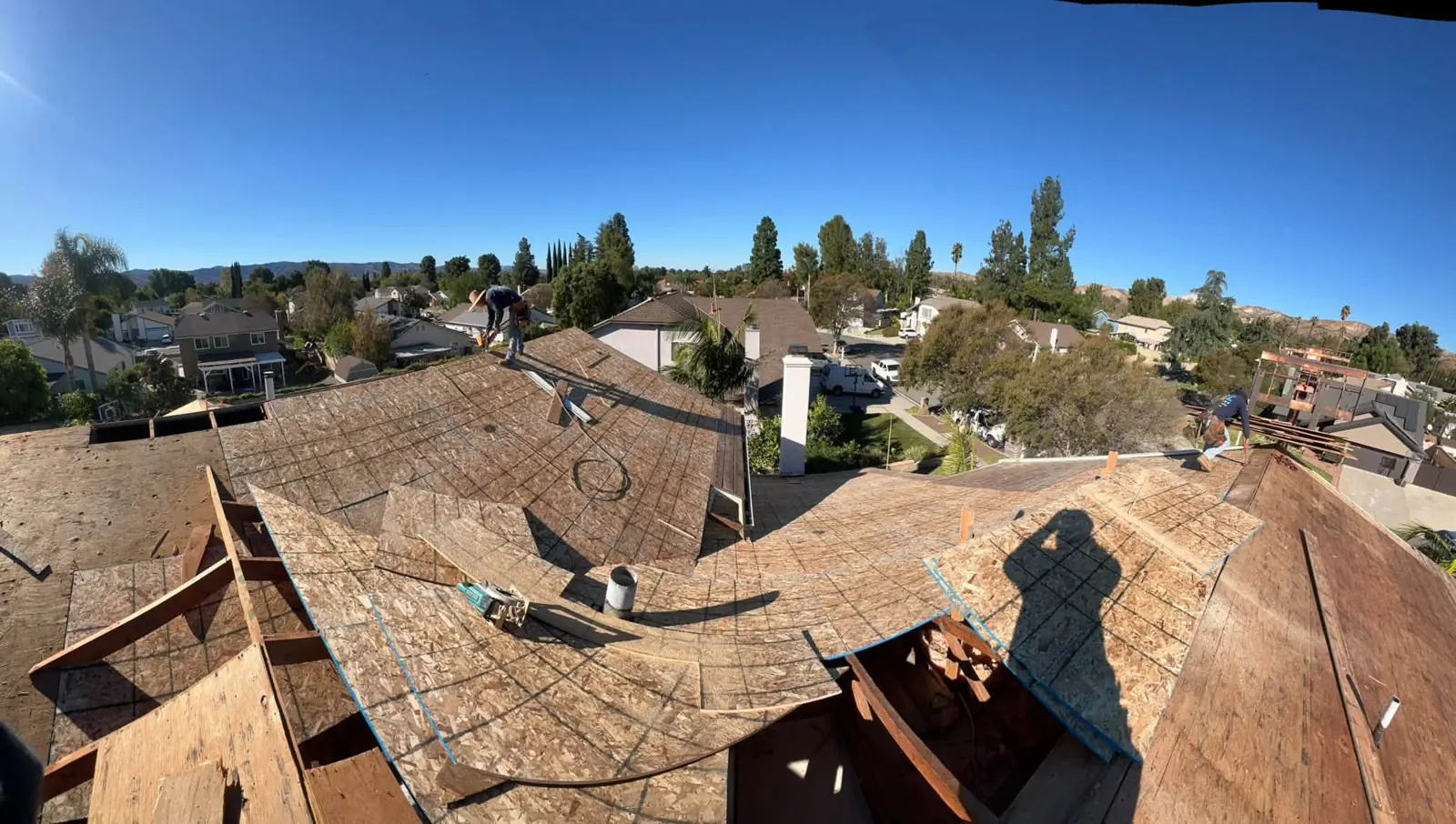 Roof tear-off seen from above